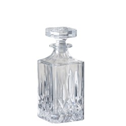 Garrafa cuadrada con tapón de vidrio transparente H21.5cm