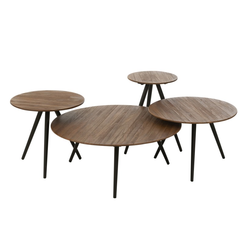 Set de 4 tables rondes en métal naturel 30x30x45 cm Set de 4 tables rondes en métal naturel 30x30x45 cm