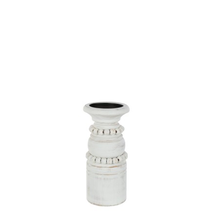 Bougeoir Pila en bois blanc 11.3x11.3x23 cm