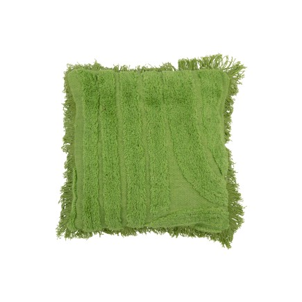 Cojín de lana verde con mechones 45x45x12 cm
