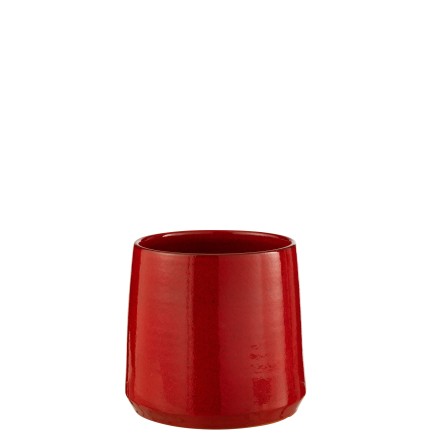 Cache-pot rond en poterie rouge 24x24x22 cm