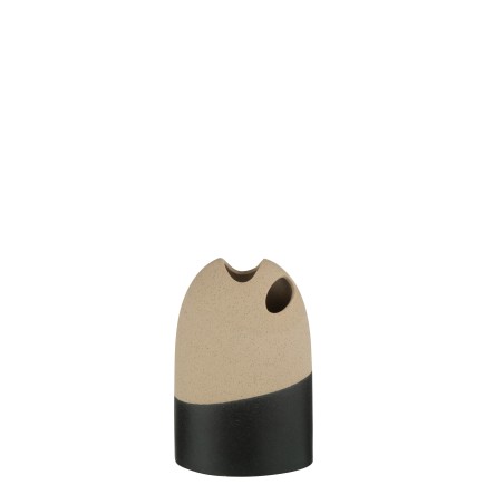 Vase céramique en poterie noir 16.5x9.5x25.5 cm