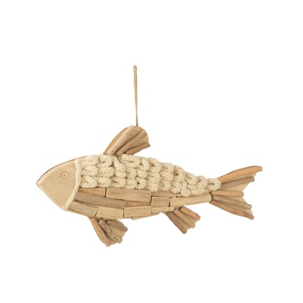 Suspension poisson en bois naturel 52x27x3 cm