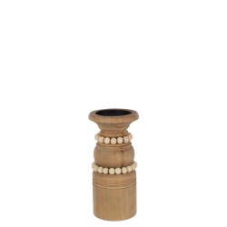 Bougeoir Pila en bois naturel 11.3x11.3x23 cm