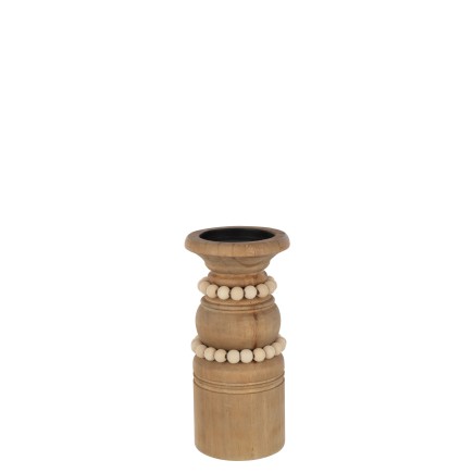Bougeoir Pila en bois naturel 11.3x11.3x23 cm