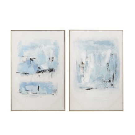 Lienzo abstracto en azul/blanco 80x4.5x120 cm