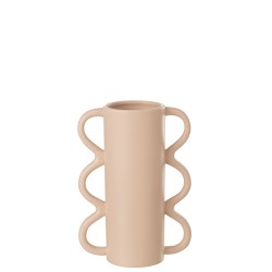 Vase Vague en poterie rose 19x10x26.5 cm