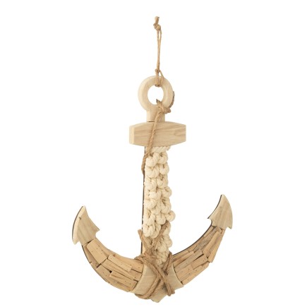 Suspension ancre en bois naturel 40.5x4x52 cm
