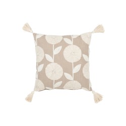 Cuscino fiori/foglie in cotone/lino/poliestere grigio 45x45x15 cm