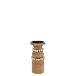 Bougeoir Pila en bois et métal naturel 9.8x9.8x20 cm