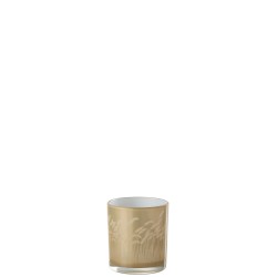 Photophore Pampas en verre beige/blanc 7.3x7.3x8 cm