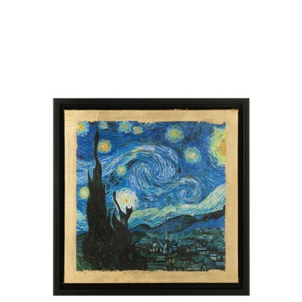 Tabla de Chartistes inspirada por La noche estrellada en lienzo multicolor 34x4x34 cm