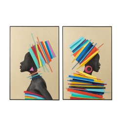 Cuadro mujer africana en lienzo multicolor 80x3.5x120 cm