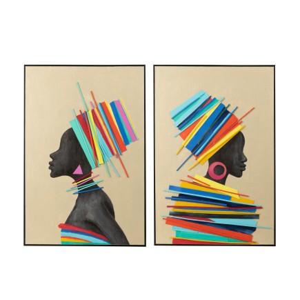 Cuadro mujer africana en lienzo multicolor 80x3.5x120 cm