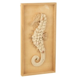 Décoration murale hippocampe en bois naturel 30x3.5x60 cm