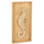 Décoration murale hippocampe en bois naturel 30x3.5x60 cm