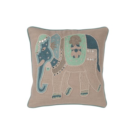 Cojín elefante de algodón gris/azul 45x45x15 cm