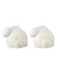 Conejo flores en vidrio blanco 16x12.5x14 cm surtido de 2 Conejo flores en vidrio blanco 16x12.5x14 cm surtido de 2