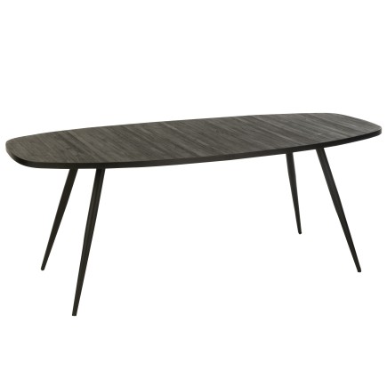 Table à manger en métal noir 200x90x76 cm