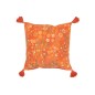 Cojín cuadrado flores+copos en terciopelo naranja 50x50x15 cm Cojín cuadrado flores+copos en terciopelo naranja 50x50x15 cm