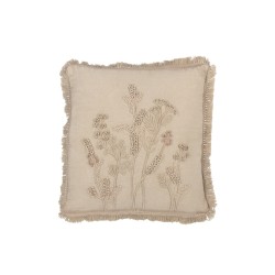 Cuscino quadrato in cotone grigio con ricamo 52x52x15 cm