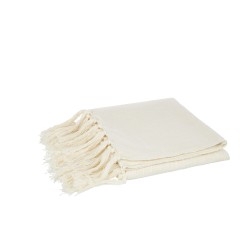 Plaid franges en coton blanc 180x130x0.5 cm