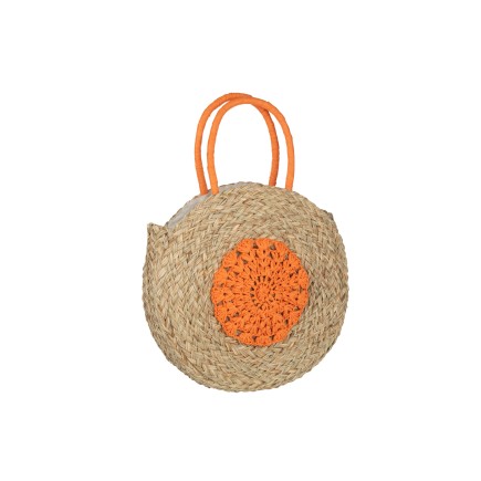 Sac rond fleur en roseau naturel 40x7x40 cm