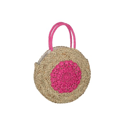 Sac rond fleur en roseau naturel 40x7x40 cm