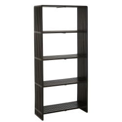 Bibliothèque 4 étagères en bois teck recyclé noir 88x35x190 cm