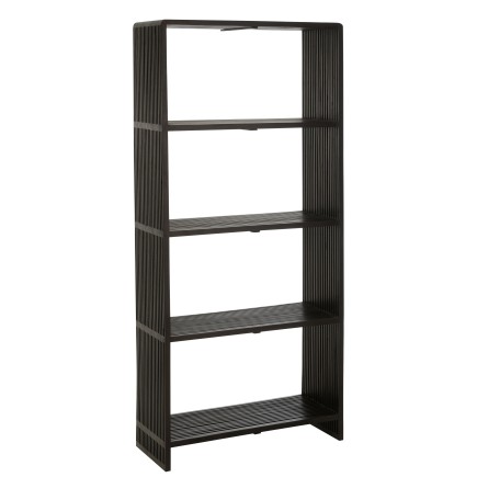 Bibliothèque 4 étagères en bois teck recyclé noir 88x35x190 cm