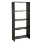 Bibliothèque 4 étagères en bois teck recyclé noir 88x35x190 cm