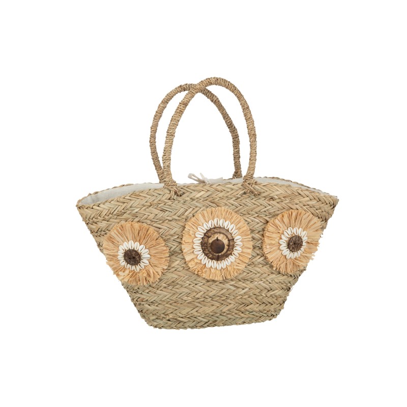 Bolso de playa de junco natural 59x16x30 cm Bolso de playa de junco natural 59x16x30 cm