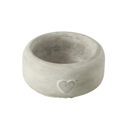 Cache-pot cœur en ciment gris 15x15x7 cm