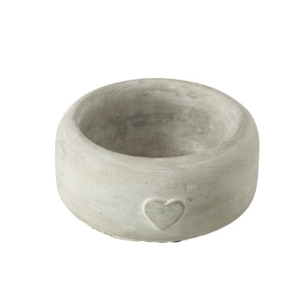 Cache-pot cœur en ciment gris 15x15x7 cm