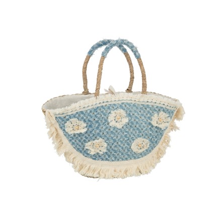 Sac de plage fleurs en roseau naturel 59x16x30 cm