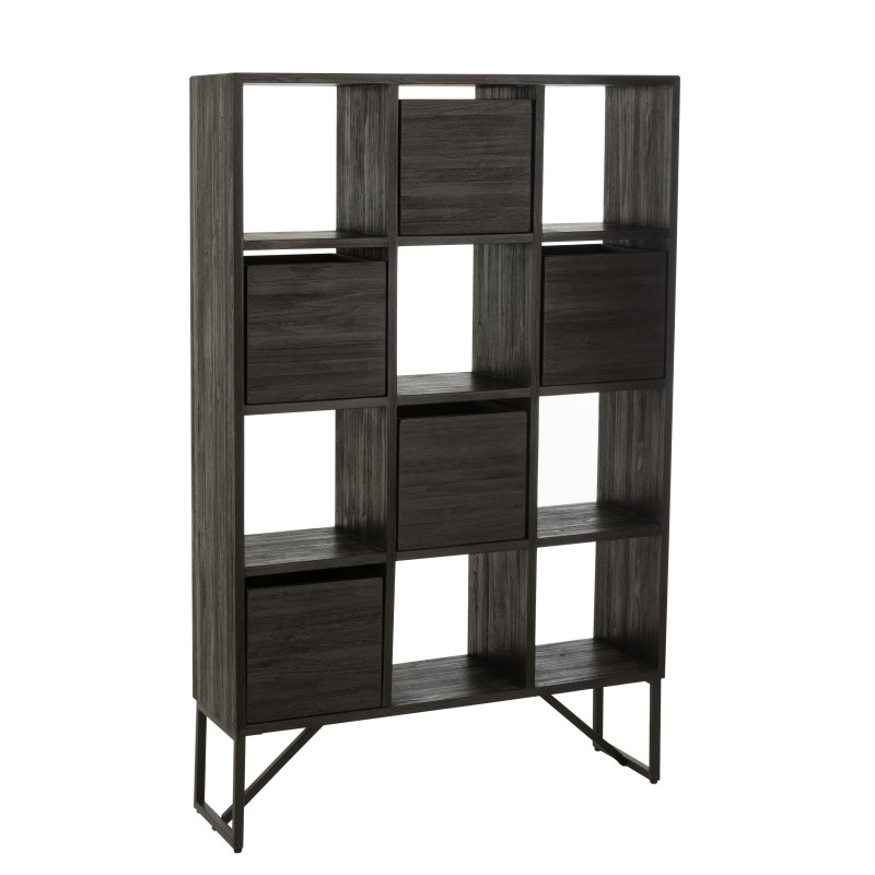 Cabinet avec tiroirs en métal noir 100x30x158 cm Cabinet avec tiroirs en métal noir 100x30x158 cm