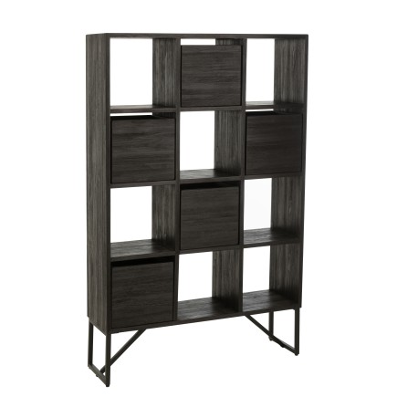 Armario con cajones de metal negro 100x30x158 cm