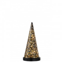 Lámpara de cono de Navidad de metal negro con luces LED, de 37 cm de altura