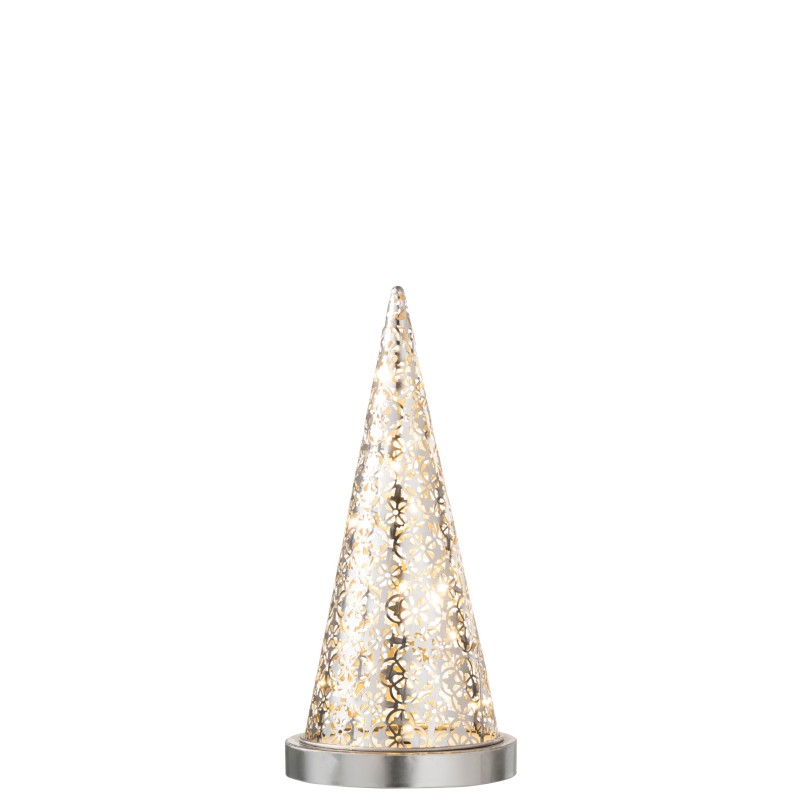 LAMPE LED CONE PILE METAL ARGENT SMALL