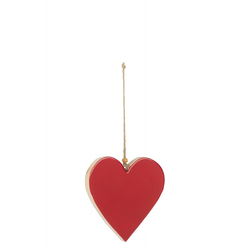 Coeur à suspendre en  Rouge 14x14x1,5cm