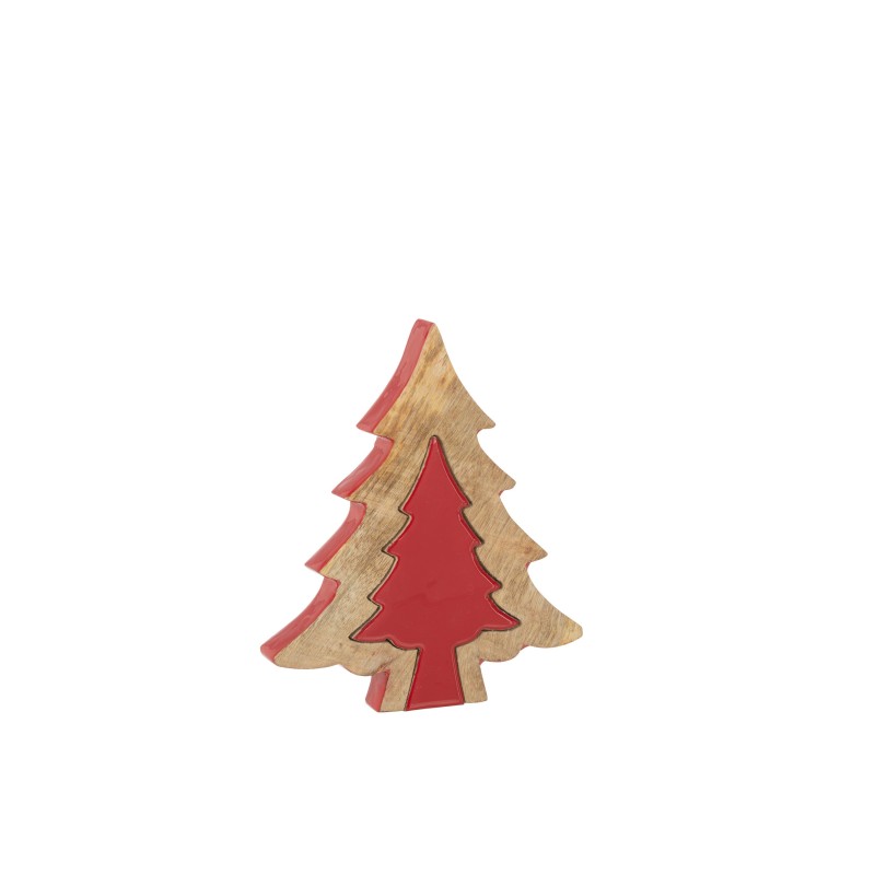 Arbre de Noël puzzle en Bois Rouge 18,5x3x23,5cm