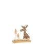 Escultura de alce con árbol de madera de aluminio dorado de 22x5x23 cm