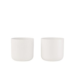 Set de 2 cache-pots en céramique blanc 18.5x18.5x18 cm