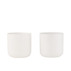 Set de 2 cache-pots en céramique blanc 21x21x20 cm