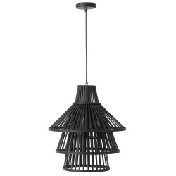 SUSPENSION LUMINAIRE A COUCHE BAMBOO NOIR LARGE