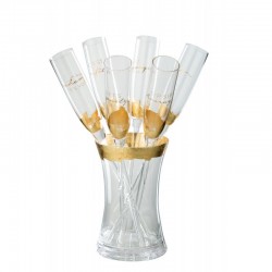 Copas de champán en cubo de vidrio transparente de 26x26x35.5 cm
