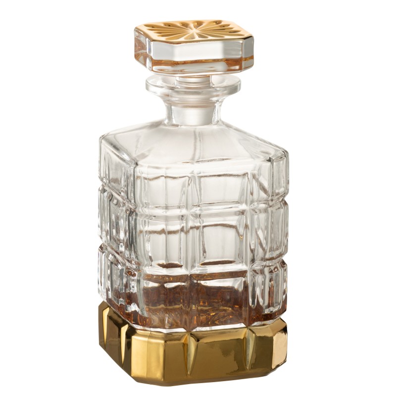 Bouteille de whisky en verre or 10x10x21 cm Bouteille de whisky en verre or 10x10x21 cm