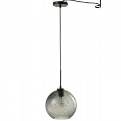 Lampe boule suspendue en verre gris 25.5x25.5x184 cm
