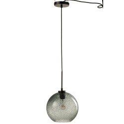 Lampe boule suspendue en verre gris 25.5x25.5x184 cm