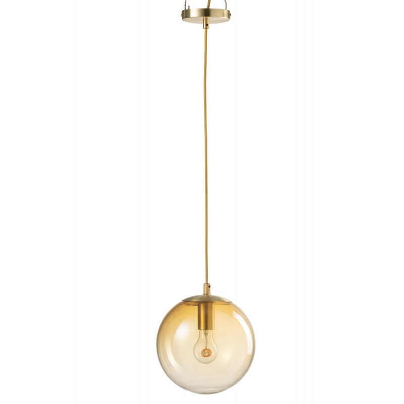 Lampe boule suspendue en verre ocre 24x24x171.5 cm
